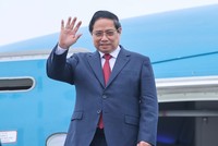 Thủ tướng Chính phủ Phạm Minh Chính cùng đoàn đại biểu cấp cao Việt Nam đã về tới Hà Nội, kết thúc tốt đẹp chuyến thăm chính thức Liên bang Nga từ ngày 22-25/3 - Ảnh: VGP.