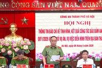 Trung tướng Nguyễn Thanh Tùng, Giám đốc Công an TP. Hà Nội phát biểu khai mạc hội nghị.