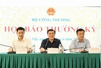 Lãnh đạo Bộ Công thương tại họp báo thường kỳ quý I/2026, chiều 9/4. 