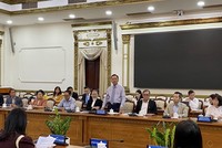 Ông Phạm Văn Triêm, Chủ tịch Hiệp hội Doanh nghiệp nhỏ và vừa TP.HCM (HCM-SME) chia sẻ tại buổi làm việc.