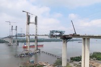 Cầu Phước Khánh trên cao tốc Bến Lức - Long Thành dự kiến thông xe trong tháng 7-2026. Ảnh: Phạm Tùng.