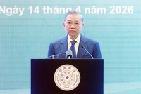 Tổng Bí thư, Chủ tịch nước Tô Lâm phát biểu chính sách tại Đại học Thanh Hoa. (Ảnh: THỐNG NHẤT/TTXVN)