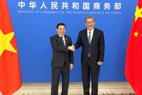 Bộ trưởng Bộ Công thương Lê Mạnh Hùng và Bộ trưởng Bộ Thương mại Trung Quốc Vương Văn Đào. 