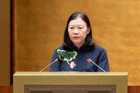 Chủ nhiệm Ủy ban Dân nguyện và Giám sát Lê Thị Nga trình bày báo cáo. 