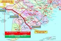 Hướng tuyến dự kiến của Dự án đầu tư xây dựng đường cao tốc Hà Tiên - Rạch Giá - Bạc Liêu.