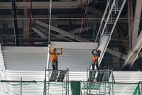 Thi công hoàn thiện Nhà ga hành khách Cảng hàng không quốc tế Long Thành.