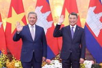 Thủ tướng Chính phủ Lê Minh Hưng và Thủ tướng Campuchia Hun Manet. Ảnh: Đức Thanh.