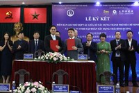 Quang cảnh lễ ký kết biên bản hợp tác ghi nhớ giữa Tập đoàn xây dựng Thái Bình Dương và Sở Xây dựng TP.HCM. Ảnh: T.K