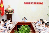 Ban Thường vụ Thành ủy Hải Phòng thống nhất đồng ý chủ trương đầu tư Dự án Nhà máy sản xuất đế mạch đóng gói bán dẫn LG Innotek Hải Phòng tại Khu công nghiệp Nam Đình Vũ (khu 2), thuộc Khu kinh tế Đình Vũ - Cát Hải. Ảnh: Lê Dũng