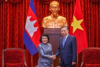 Tổng Bí thư, Chủ tịch nước Tô Lâm tiếp Chủ tịch Quốc hội Vương quốc Campuchia Samdech Khuon Sudary. Ảnh: Đức Thanh.
