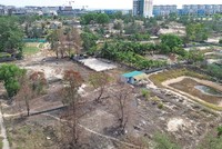 Mặt bằng Dự án Khu đô thị Bảo Ninh 3 đang ngổn ngang công trình lán trại, nhà cửa, ao vườn của các hộ dân (Ảnh: P.V)