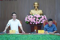 Ông Đỗ Mạnh Khởi, Phó Cục trưởng Cục Phát triển doanh nghiệp tư nhân và kinh tế tập thể làm việc với UBND tỉnh Quảng Ngãi.