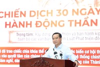 Phó Bí thư Thành ủy, Chủ tịch UBND TP.HCM Nguyễn Văn Được đã quán triệt các nội dung chỉ thị của Ban Thường vụ Thành ủy, kế hoạch thực hiện của UBND TP.HCM và thực hiện đợt thi đua cao điểm để thực hiện Luật Phát triển đô thị. Ảnh: TT 