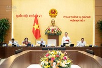 Phó chủ tịch Quốc hội Nguyễn Khắc Định điều hành phiên thảo luận. 