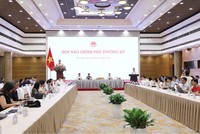 Bộ trưởng, Chủ nhiệm Văn phòng Chính phủ Đặng Xuân Phong, Người phát ngôn của Chính phủ, chủ trì họp báo Chính phủ thường kỳ tháng 8/2026. Ảnh: Đức Minh.