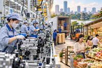 Hoạt động sản xuất công nghiệp và thương mại nội địa tiếp tục tạo động lực quan trọng cho tăng trưởng kinh tế Hà Nội năm 2026. Ảnh: minh họa.