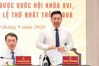 Thứ trưởng Bộ Tư pháp Nguyễn Thanh Ngọc tại cuộc họp báo. Ảnh: Như ý. 