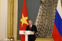 Tổng thống Liên bang Nga Vladimir Putin phát biểu. (Ảnh: Thống Nhất/TTXVN)