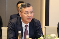 Bộ trưởng Bộ Tài chính Ngô Văn Tuấn tại buổi làm việc. Ảnh: Mạnh Tuấn