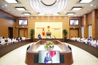 Ủy ban Thường vụ Quốc hội cho ý kiến về Dự án Luật Đất đai sửa đổi. Ảnh: Q.H