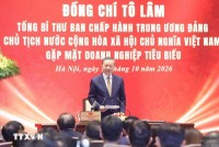Tổng Bí thư, Chủ tịch nước Tô Lâm mong muốn các doanh nhân nuôi dưỡng chí lớn, bền lòng gây dựng doanh nghiệp, thương hiệu bằng chất lượng, năng lực và chữ tín, đem lại niềm tự hào cho Việt Nam - Ảnh: TTXVN.