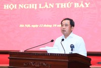 Bí thư Thành ủy Hà Nội Trần Đức Thắng phát biểu tại hội nghị. Ảnh: Quang Thái.