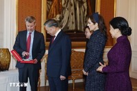 Nhà Vua Frederik X trao tặng Tổng Bí thư, Chủ tịch nước Tô Lâm Huân chương Voi (Order of the Elephant) - huân chương cao quý nhất của Vương quốc Đan Mạch. (Ảnh: Thống Nhất/TTXVN)