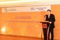 Chủ tịch UBCK Vũ Bằng phát biểu tại lễ công bố 10 sự kiến chứng khoán năm 2015