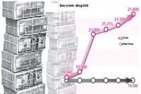 Trong khi giá USD tự do tăng tốc thì giá USD ngân hàng niêm yết lại đứng yên