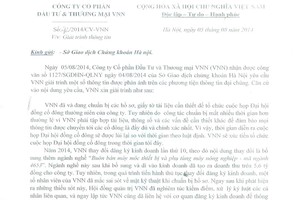 Sở GDCK Hà Nội yêu cầu VNN giải trình