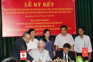 Dự án phát triển khu Công viên Nông nghiệp Đô thị và khu nhà máy Năng lượng tái tạo tại huyện Bình Sơn, tỉnh Quảng ngãi biên bản ghi nhớ từ đầu năm 2013 nhưng không triển khai