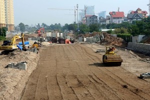 Một đoạn đường Vành đai 2 đang được thi công