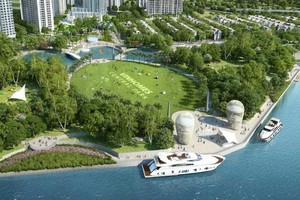 Công viên Vinhomes Central Park thuộc siêu dự án đô thị Vinhomes Central Park, có diện tích 14ha, sở hữu mặt tiền 1,2 km trải dọc sông Sài Gòn