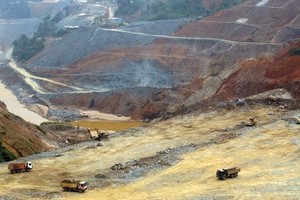 Công trường thi công Nhà máy Thủy điện Sông Bung 2.