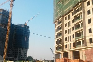 Nhiều dự án nhà giá rẻ phía Tây Hà Nội như Dự án The Golden An Khánh tăng mạnh giá bán thời gian gần đây. Ảnh: Nguyên Minh