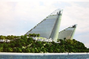 Quy hoạch tổng thể Khách sạn 5 sao Sunrise mang hình tượng sóng biển.