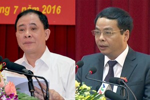 Bí thư Tỉnh ủy Yên Bái Phạm Duy Cường (trái) và Chủ tịch HĐND tỉnh, kiêm Trưởng ban Tổ chức Tỉnh ủy Yên Bái Ngô Ngọc Tuấn (phải)