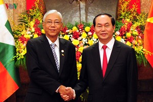 Chủ tịch nước Trần Đại Quang và Tổng thống Myanmar Htin Kyaw (Ảnh: Chinhphu.vn/VOV)