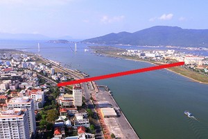 Vị trí dự kiến sẽ xây dựng hầm vượt sông Hàn