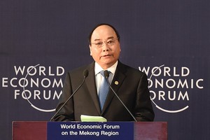 Thủ tướng Nguyễn Xuân Phúc phát biểu khai mạc Diễn đàn Kinh tế thế giới (WEF) về khu vực Mekong tháng 10/2016