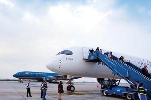 Vietnam Airlines - hãng hàng không Việt Nam duy nhất khai thác các chặng bay Việt Nam - Nhật Bản với tần suất 66 chuyến bay mỗi tuần. Ảnh: Đức Thanh