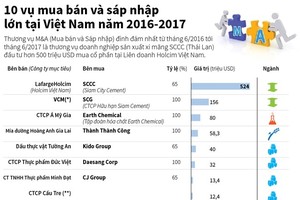[Infographic] Điểm tên 10 vụ mua bán và sáp nhập lớn tại Việt Nam năm 2016-2017