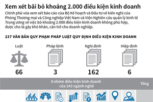 [Infographic] Xem xét bãi bỏ khoảng 2.000 điều kiện kinh doanh