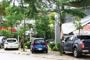 Bên vỉa hè Dự án nhà ở xã hội Rice City. Ảnh: Nnguyễn Thành