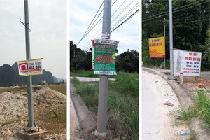 Hình các banner, phướn rao bán đất dễ dàng bắt gặp tại nhiều nơi ở các đặc khu tương lai.