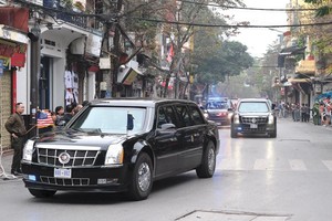 Đoàn xe của phái đoàn Mỹ trong thời gian diễn ra Hội nghị Thượng đỉnh Hoa Kỳ - Triều Tiên. Ảnh: Đức Thanh