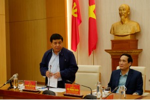 Bộ trưởng Nguyễn Chí Dũng và Bí thư Tỉnh ủy Phú Thọ Bùi Minh Châu chủ trì buổi làm việc.