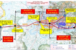Bản đồ Dự án thành phần 2 (đoạn 2A, 2B) thuộc Dự án đầu tư xây dựng đoạn Tân Vạn – Nhơn Trạch