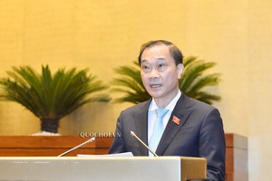 Chủ nhiệm Uỷ ban Kinh tế Vũ Hồng Thanh trình bày báo cáo thẩm tra.