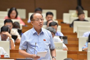 Chủ tịch Hiệp hội Doanh nghiệp nhỏ và vừa Việt Nam, đại biểu Nguyễn Văn  Thân (Thái Bình) phát biểu tại hội trường.